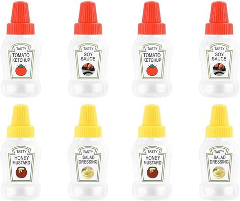 Mini Sauce Containers 8pcs Mini Sauce Containers 25ml Ketchup Honey Soy