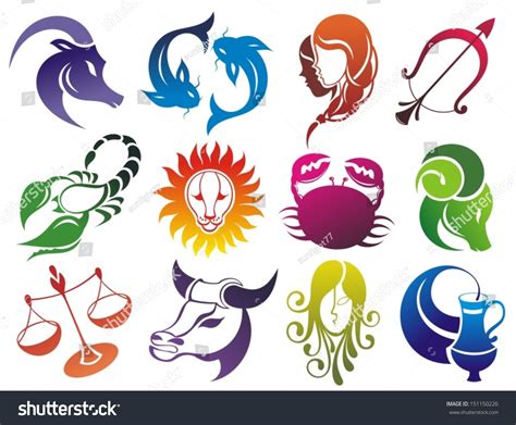 Set Of Zodiac Symbols. Isolated On White Stock Vector Illustration ...