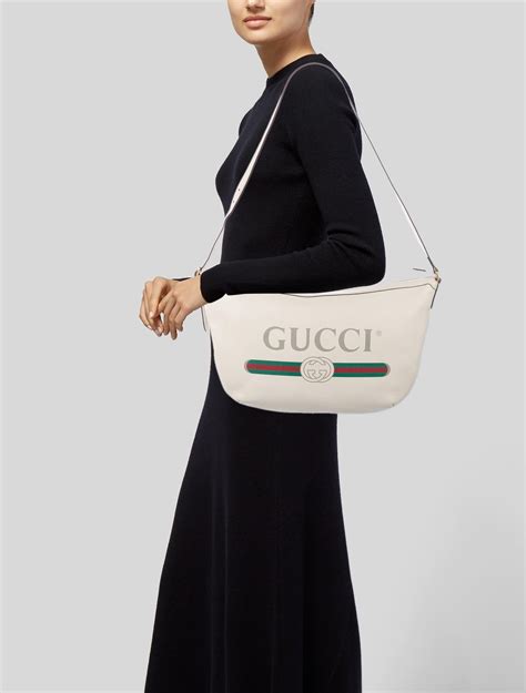 Gucci Logo Half Moon Hobo Neutrals Hobos Handbags Guc The