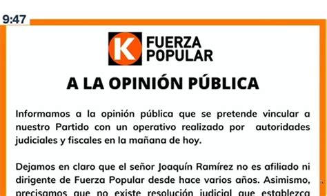 Fuerza Popular Joaqu N Ram Rez No Es Afiliado Ni Dirigente Del