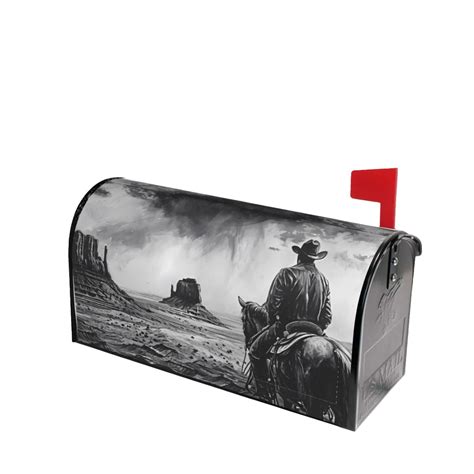 Lsque 60s Black White Western Cowboy Mailbox Cover Standard Size