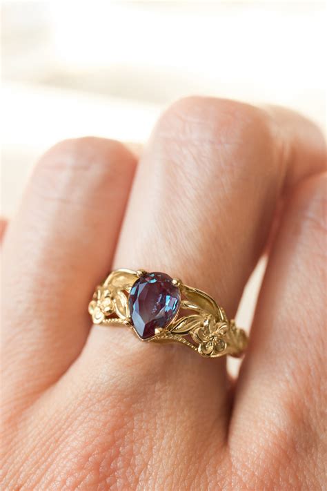 Alexandrite Engagement Ring Art Nouveau Ring Eloise Eden Garden