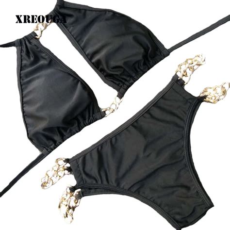 New Gold Chain Bikinis Set Sexy Brazilian Bikini 2017 Swimwear Push Up