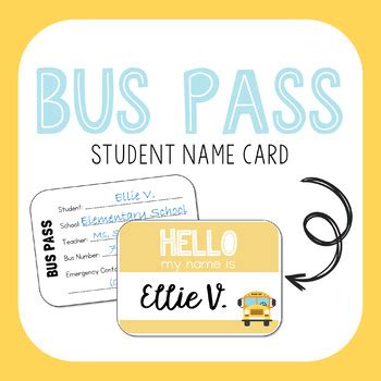 Bus Pass Cards By HelloStasi TPT