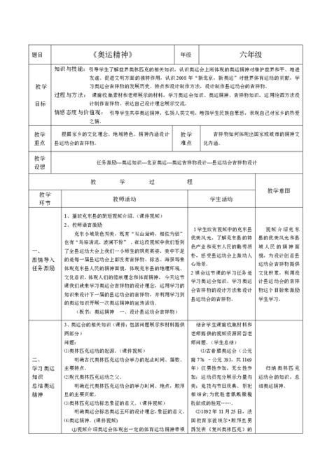 六年级下册美术教案 第11课《奥运精神》人教新课标21世纪教育网 二一教育