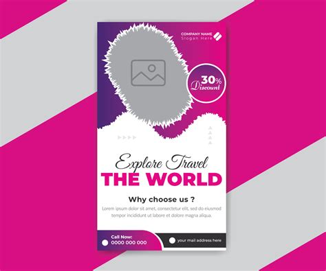 Travel tours social media stories post design template 23421459 Vector