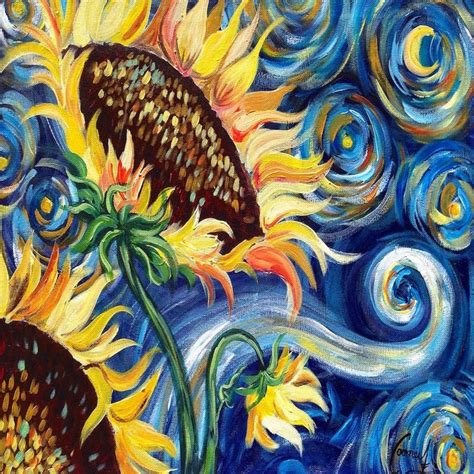 April 1 Sunflowers And Starry Nights Sunflower Painting Starry