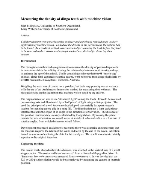 (PDF) Measuring the density of dingo teeth with machine vision