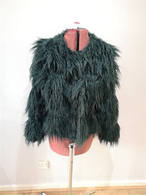 Shaggy Green Faux Fur Jacket 00s Fake Fur Green Coat Etsy