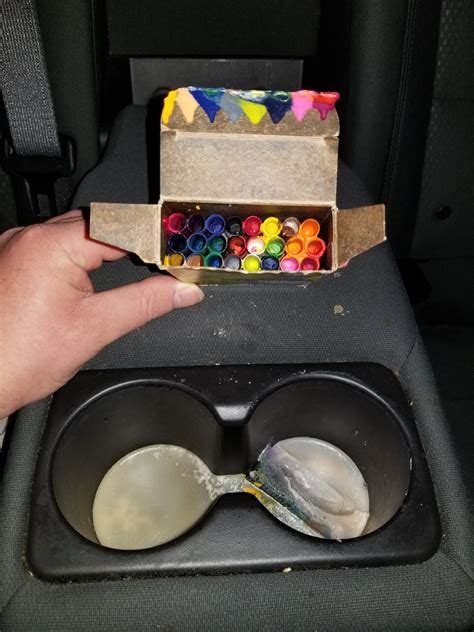 My Girlfriend Left A Box Of Crayons In Her Car And They Melted Through The Box Into The Cup