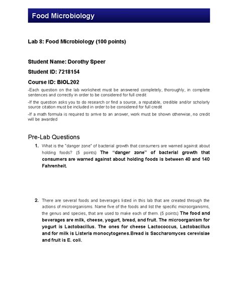 Lab-8-Food Microbiology - Copy - Lab 8: Food Microbiology (100 points ...