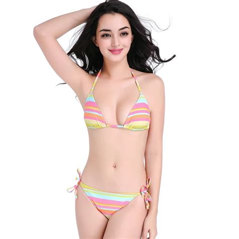 SWIMMART 2017 New Southeast Asian Style Fresh Color Rainbow Stripe