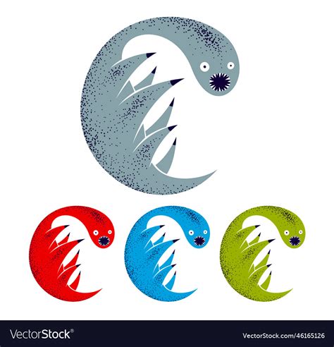 Weird Creepy Cartoon Funny Monster Isolated Vector Image