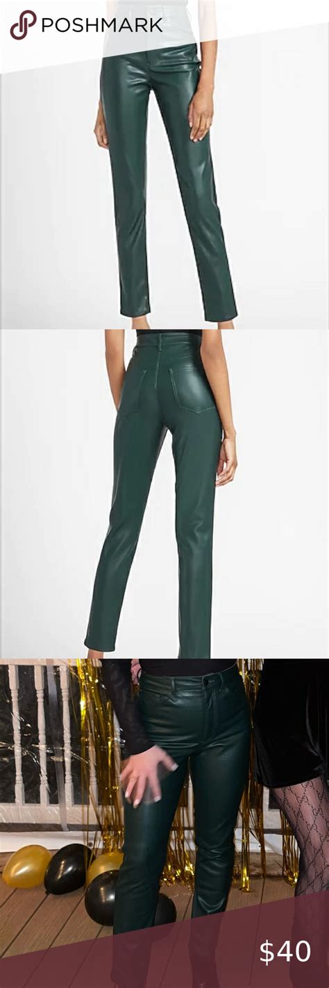 Express Dark Green Leather Pants Leather Pants Green Leather