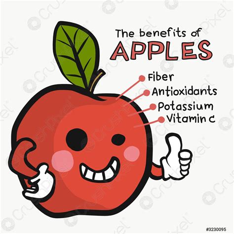 Benefits of apple cute cartoon vector illustration - stock vector ...