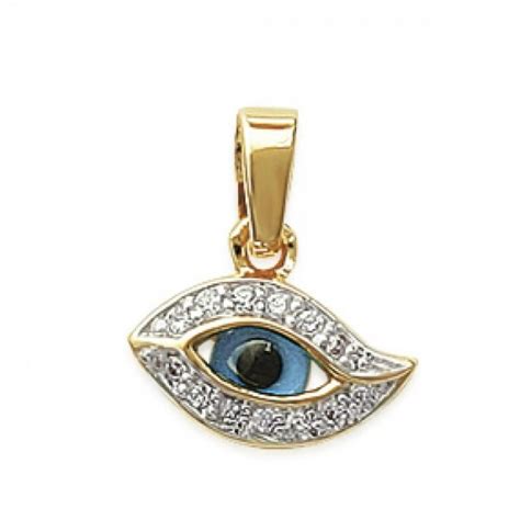 Pendentif Protection Contre Le Mauvais Oeil Mm Plaqu Or Zircone