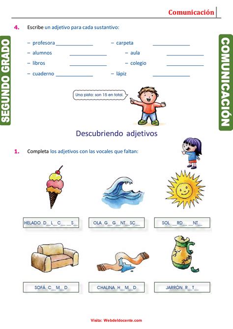 Ejercicio De Los Adjetivos Para Segundo De Primaria Atelier Yuwaciaojp