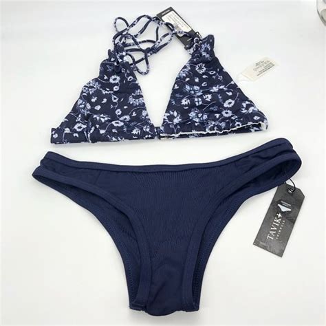 Tavik Swim New Tavik Navy Blue Floral Bikini Size Xs Poshmark