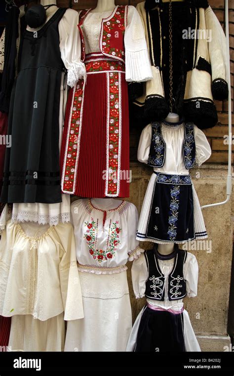 Hungary Budapest Pest Folkloric And Traditional Clothing At A Shop On