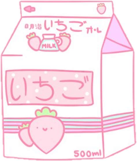 Kawaii Milk Cute Food Beautiful Sticker Strawberry Kawaii Strawberry