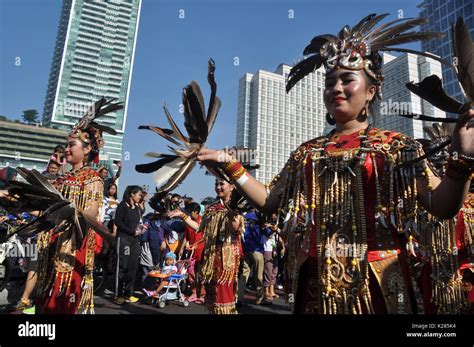 Jakarta, Indonesia - August 27, 2017: Dayak Borneo Culture participated ...