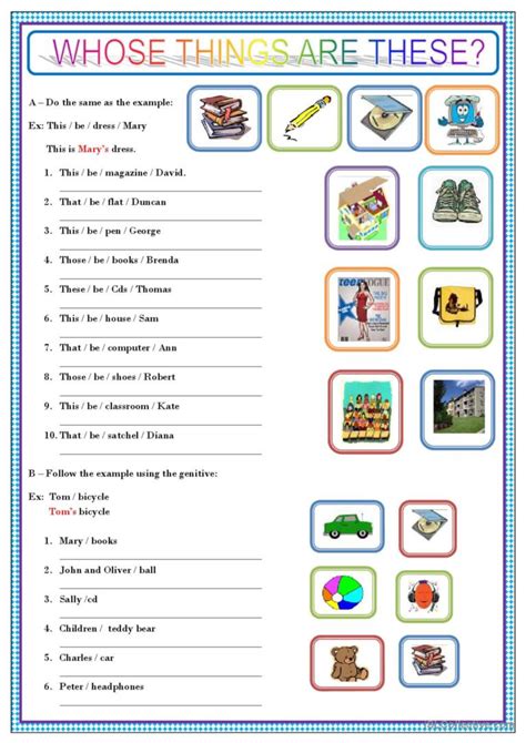 Possessive Case General Gramma English Esl Worksheets Pdf Doc