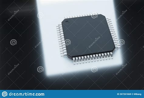 3d Render Of Microchip Or Semiconductor Chip For Computing Stock