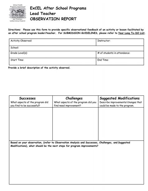 Observation Report - SFUSD School Health Programs