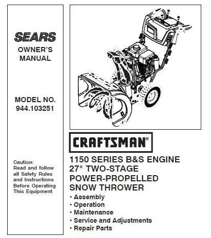 !!HOT!! Craftsman Snowblower 944 Parts Manual