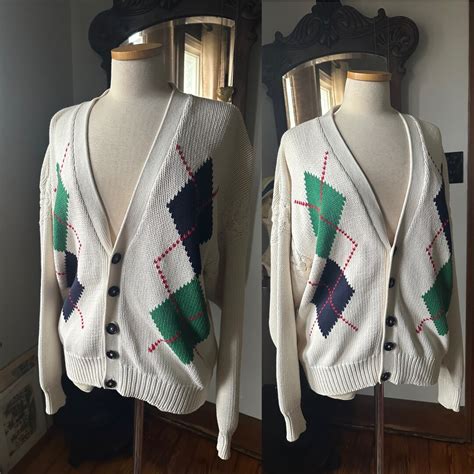 1990s Gap Cardigan Argyle Design Cardigan 90s Gap Sweater Vintage