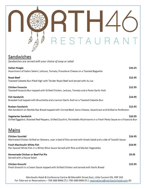 North 46 Restaurant Little Current Menu Prices And Restaurant Reviews