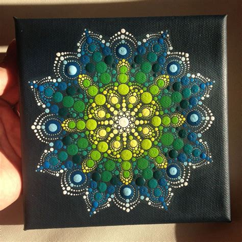 Green Mandala Dotart Miniature By Mandala Art Artfinder