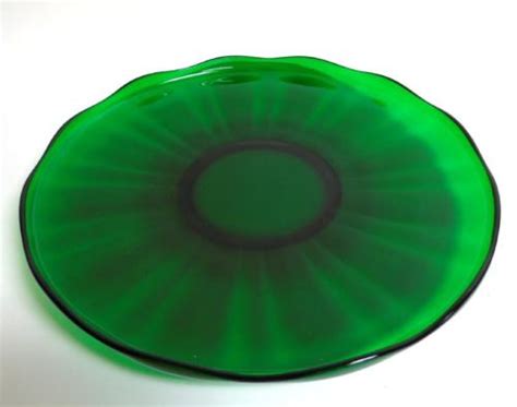 Vintage Emerald Green Glass Large Serving Platter Plate Wscalloped Edge Antique Price Guide