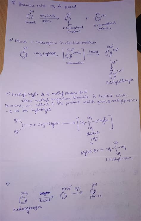 Give Equations I Oxidation Of Propanol With Alkaline KMnO4 Ii