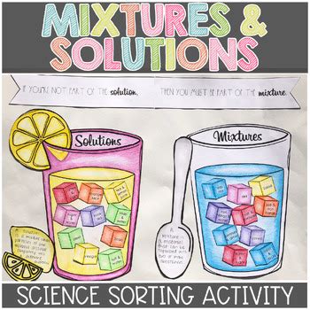 Mixtures And Solutions Sort Worksheet Activity And Craftivity Tpt