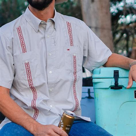 Texas Standard Guayabera Libre Shirt Maroongrey Berings