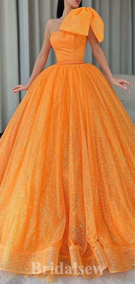 One Shoulder Prom Dresses Orange