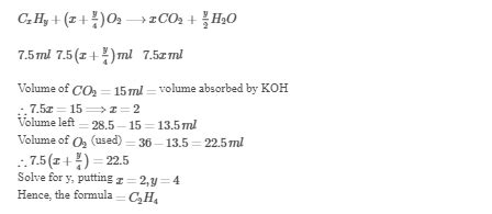 Ml Of A Gaseous Hydrocarbon Was Burnt Completely In Ml Of O At