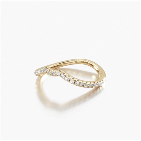 K Yello Gold Cascade Diamond Matching Wedding Band Y