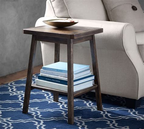 Mateo Wood End Table Pottery Barn In 2020 Rustic Side Table End