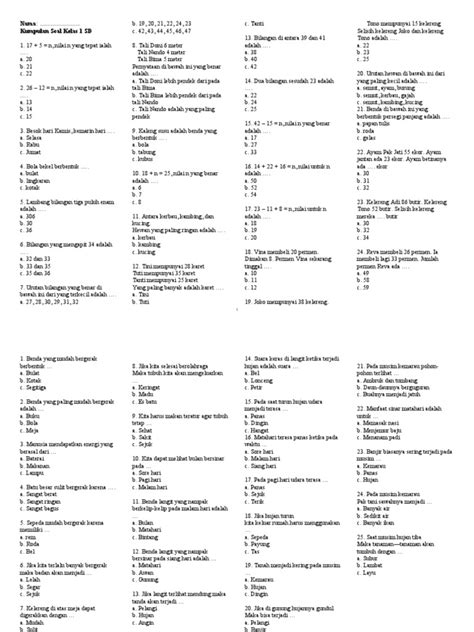 Kumpulan Soal Kelas 1 Sd Pdf