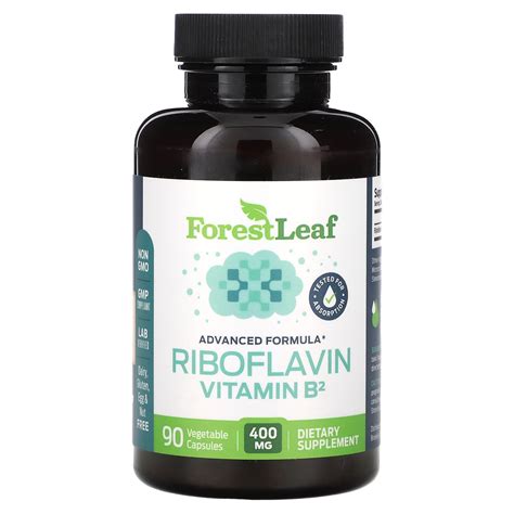 Forest Leaf Riboflavina Vitamina B2 400 mg 90 Cápsulas Vegetais