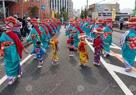 Young Japanese Festival Dancers In Kimono Editorial Photo Image Of