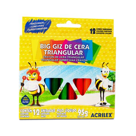 Big Giz De Cera Triangular 12 Cores ACRILEX