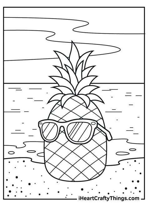 Cute Pineapple Kawaii Coloring Pages