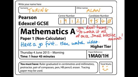 GCSE Maths Edexcel June 2015 Non Calculator Full Paper YouTube