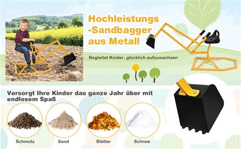 COSTWAY Sitzbagger Mit 360 Drehbarem Sitz Sandkasten Bagger Aus