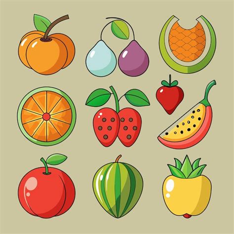 Premium Vector Colorful Fruit Icons Set