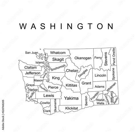 Vecteur Stock Washington State Vector Map Silhouette Illustration