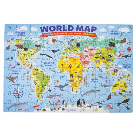 Kids World Map Puzzle 100 - Geography - Timberdoodle Co